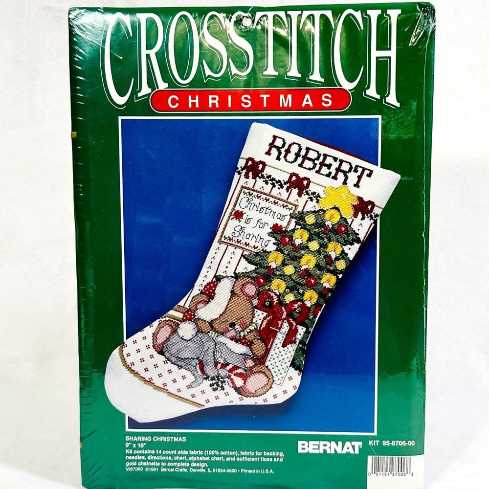 Vintage Bernat Christmas Stocking Kit "Sharing Christmas" - New (1991)
